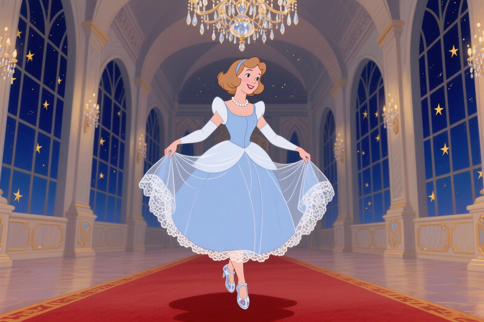 Cinderella in her blue ball gown